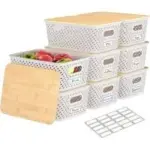 Anysig Stackable Plastic Storage Bins with Bamboo Lids (8-Pack) – $22.99
