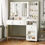 AOGLLATI Makeup Vanity Table with Mirror, Lights, and Charging Station – $91.99 ($139.98 Original)