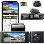 Azdome M550 3-Channel 4K Dash Cam with Rear Camera and 64GB Card for $64.50