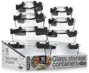 Bakken Borosilicate Glass Food Storage Containers w/ Lids, 16-Piece Set – $14.99