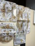 4-Piece Bathroom Curtain Set (Rug, Seat, Lid, Curtains) – New – $11.99 ($19.99 Original)