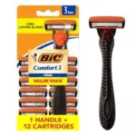 BIC Comfort 3 Men’s Refillable Razor Set with 12 Cartridges for $5.95