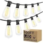 Brightever 100-ft LED Outdoor String Lights with Edison Bulbs – $29.99