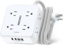 CHCORE 8-Outlet Surge Protector with 4 USB Ports, 5′ Braided Cord – $9.01