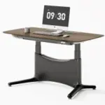 Colamy 55″x28″ Dual Motor Electric Standing Desk with Hidden Drawer (Walnut/Black) – $233.99