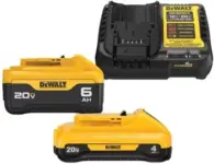 DEWALT 20V MAX 6.0Ah & 4.0Ah Battery and Charger Starter Kit – $107 (Was $349) $107.00