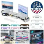 Elegant Dual Monitor Stand Riser with Drawer & Pen Holders for $77.99