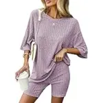 Ekouaer Ribbed Knit Pajama Set 2-Piece Lounge Outfit – $12.99 ($29.99 Original)