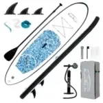 FEATH-R-LITE 10.5′ Inflatable Stand Up Paddle Board (Navy Blue/Black Ocean) $80