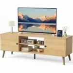 Gianna Mid-Century Modern Wooden TV Stand for 55-60 in. TVs – Black – $50.99