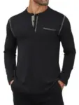 Hardaddy Color Contrast Men’s Henley Shirt (Black) – $5.49