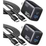 INIU 30W Dual USB-C PD Charger with 2x 5′ USB-C Cables – $8.40 ($15.27 Original)