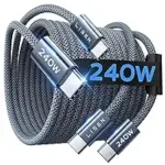 Lisen 6.6ft 240W USB-C to USB-C Cable 2-Pack – $5.60