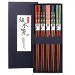 MFJUNS 5 Pairs Natural Wooden Reusable Japanese Chopsticks $4.49