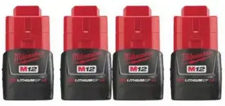 Milwaukee M12 12-Volt 1.5 Ah Lithium-Ion Compact Battery Pack 4-Pack – $85.60 (52% Off)
