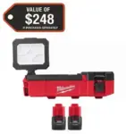 Milwaukee M12 PACKOUT Flood Light & 2-Pack 1.5 Ah Batteries – $132 (Save $107) $132.00