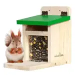 MIXXIDEA Wooden Squirrel Feeder Box (Green or Red) $13