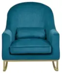 MoDRN Glam Velvet Rocking Chair with Lumbar Pillow (Teal/Off-White) – $80 (Was $399)