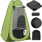 Musment Portable Foldable Camping Toilet Set with Privacy Tent – Black $56