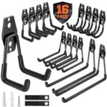16-Pack Nacial Heavy Duty Garage Storage Hooks w/ 2 Extension Cord Straps – Black, $15