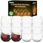 Set of 12 NutriChef 15oz Stemless Crystal Wine Glasses – $24