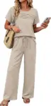 OFEEFAN Women’s 2 Piece Linen Outfit Now $15.39