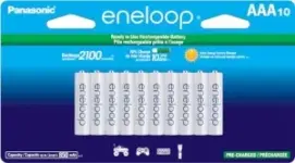 10-Pack Eneloop Panasonic AAA Rechargeable Batteries for $19