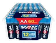 60-Pack Rayovac AA High Energy Alkaline Batteries for $12