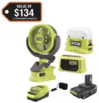 RYOBI ONE+ 18V Cordless 3-Tool Campers Kit with 1.5 Ah Battery & Charger – $50.42 ($133.7 Value)