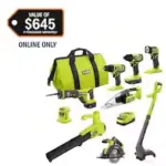 Ryobi ONE+ 18V Cordless 9-Tool Combo Kit with Batteries & Charger – $199.00 ($644.79 Value)