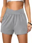 Sampeel Athletic Crossover High Waisted Shorts with Pockets – $5.99