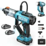 SEESII 3-in-1 Handheld Vacuum, Air Compressor & LED Light with 2 Batteries – $45