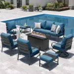 Sophia & William Patio Furniture Set for 9 with 45″ Gas Fire Pit Table – $1409