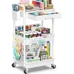 SUNALLY 3-Tier Rolling Cart with Drawer for $13.79