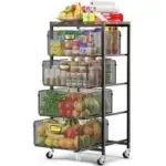 Sunally 4-Tier Metal Rolling Kitchen Cart with Drawers for $32.49