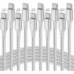 SwaggWood 5-Pack USB-C to USB-C Nylon Braided Cables (3″, 3″, 6″, 6″, 10″) – $3.99