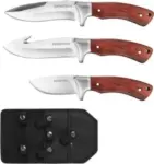 3-Piece Swiss+Tech Full Tang Hunting Knife Set with Sheath – $12
