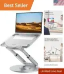 Telescopic Laptop Stand for 10-17″ Laptops – Silver, Sit-Stand Desk Riser – $108.53 ($166.97 Original)