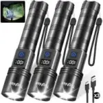 Tughlax Rechargeable LED Flashlight 3-Pack with LCD Display – $14.99