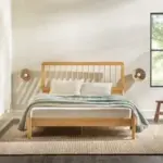 Walker Edison Mid-Century Modern Slatted Solid Wood Queen Bedframe for $99.99