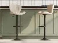Set of 2 Walsunny Adjustable 360 Swivel Bar Stools (Beige) – $60
