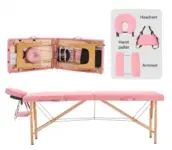 YOUNIKE 84″ Folding Massage Table with Headrest and Armrests for $29