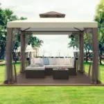 10’x10′ Outdoor Gazebo Canopy Tent with Curtains for $95.99
