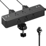 Acozvin 10′ 40W Flat Plug Desk Clamp Power Strip for $24
