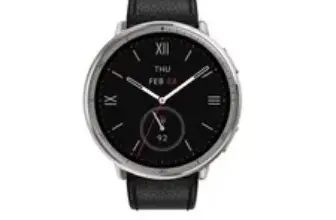 Amazfit Active 2 Round Smartwatch with Black Leather Band for $71.99