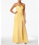 B. DARLIN Women’s Slit Gown Dress in Bright Yellow for $34.99