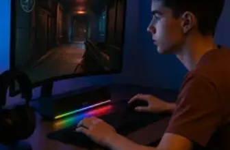 BALDETH Mini Computer Soundbar with RGB Lighting for $20.71
