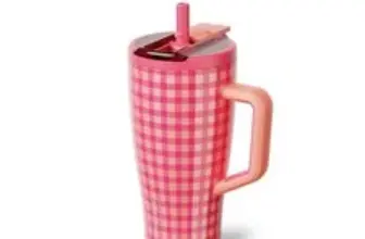 BruMate 30 oz Stainless Steel Era Flip Water Bottle – Peach Gingham for $26.99