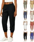Women’s Dressy Linen Capri Pants with Elastic Waist for $9.99