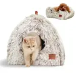 CATISM 2-in-1 Foldable Cat Cave Bed with Washable Pillow for $14